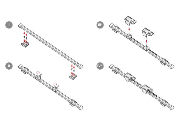 rail d'alimentation pour systeme de'eclairages pour rayons linéaires