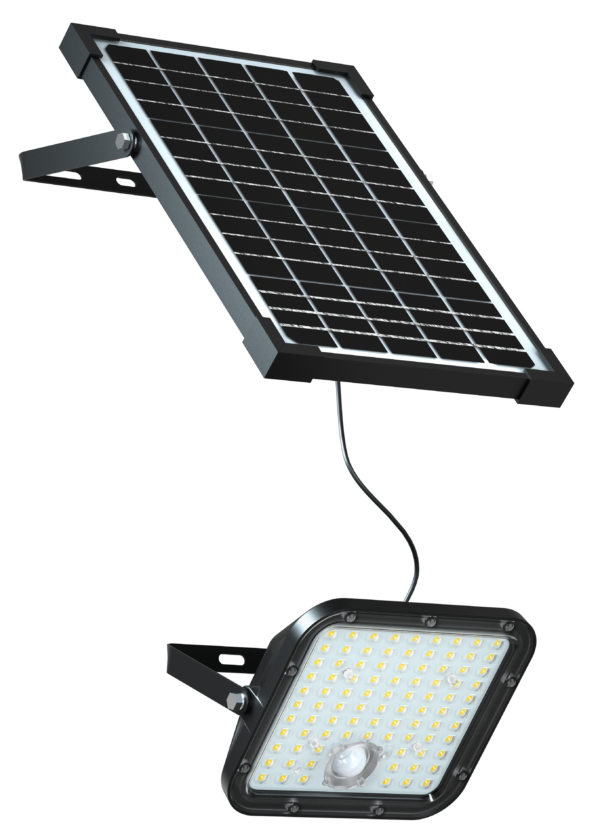 panneau solaire deporté et projecteur 30 led 4800 lumens