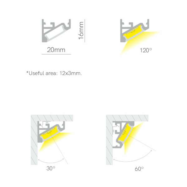 Profile pour ruban LED 30°/60° BOX 60 noir – Image 2