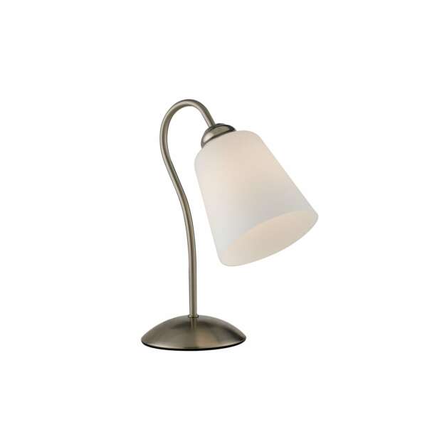 Lampe de table 1162 en métal nickel avec diffuseur en verre