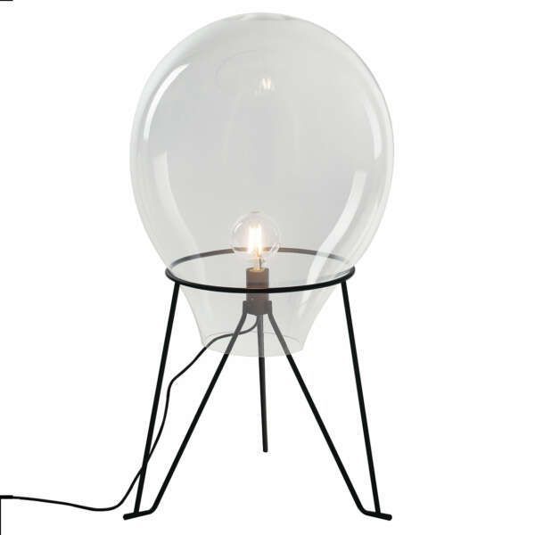 Lampe de table azuma en verre transparent avec structure en métal noir 38 cm