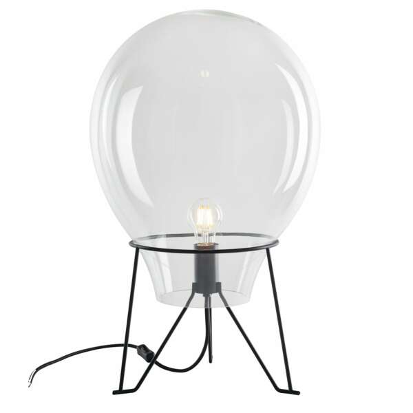 Lampe azuma en verre transparent avec structure en métal noir 52 cm