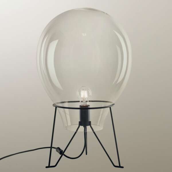 Lampe azuma en verre transparent avec structure en métal noir 52 cm – Image 2