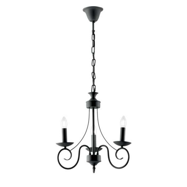 Lustre suspension beatrice en métal anthracite à trois lumières