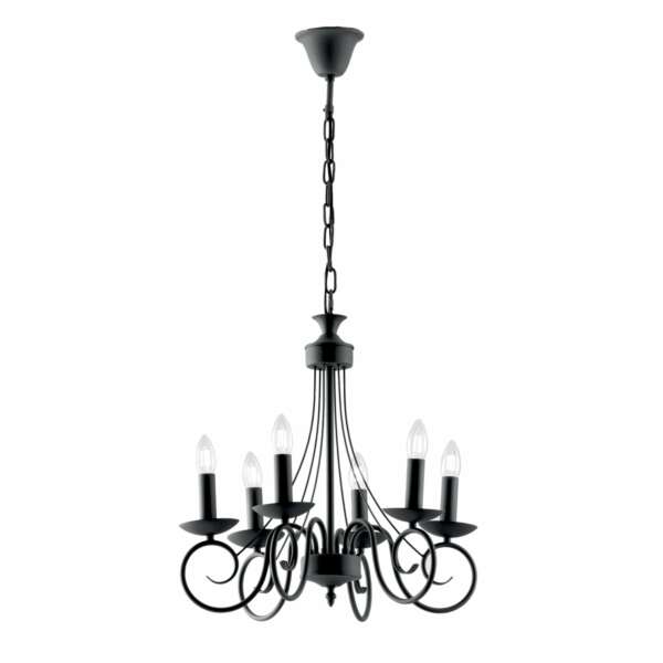 Lustre suspension beatrice en métal anthracite à six lumières