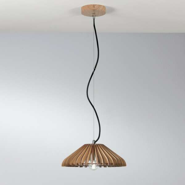 Lustre suspension calder en bois naturel avec câble en tissu de 30 cm – Image 2