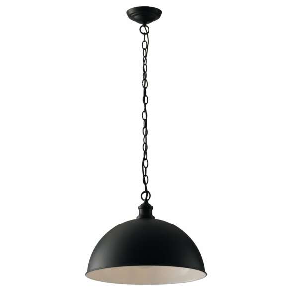 Lustre suspension charleston en métal noir avec intérieur blanc