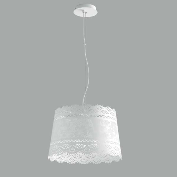 Lampe à suspension cluny en métal blanc mat 40 cm – Image 2