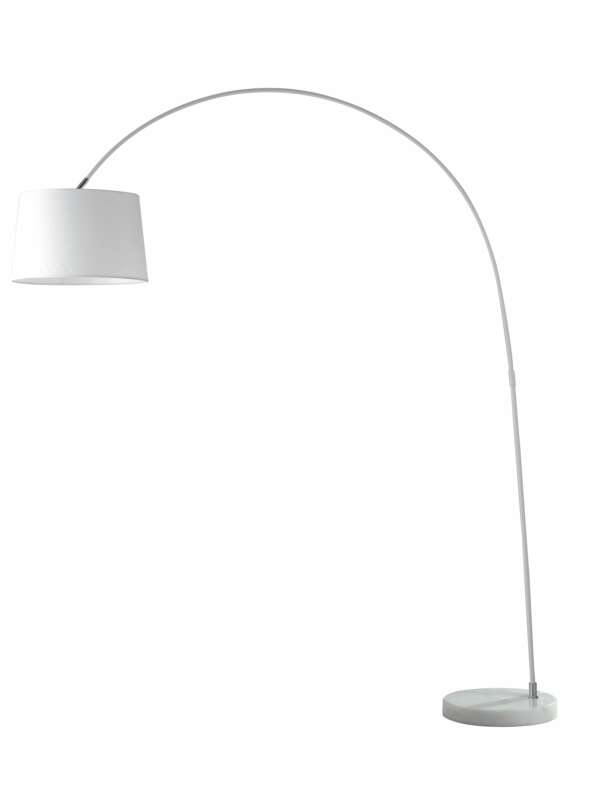 Lampadaire courbé dream en métal blanc avec socle en marbre