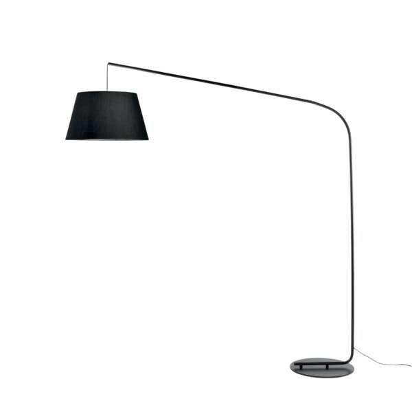 Lampadaire courbé enjoy en métal noir avec abat-jour en tissu 180 cm