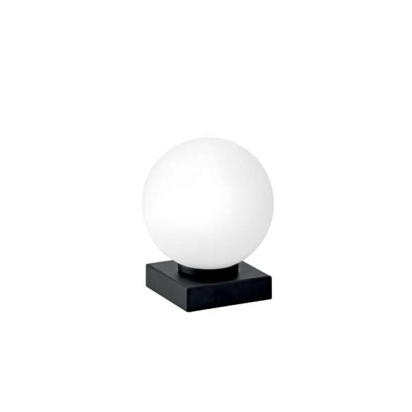 Lampe de table enoire en métal noir avec diffuseur en verre blanc