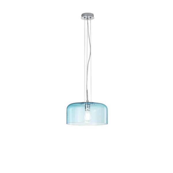 Lampe à suspension gibus en verre bleu 30 cm