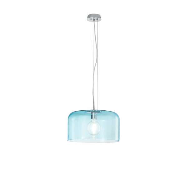 Lampe à suspension gibus en verre bleu 35 cm