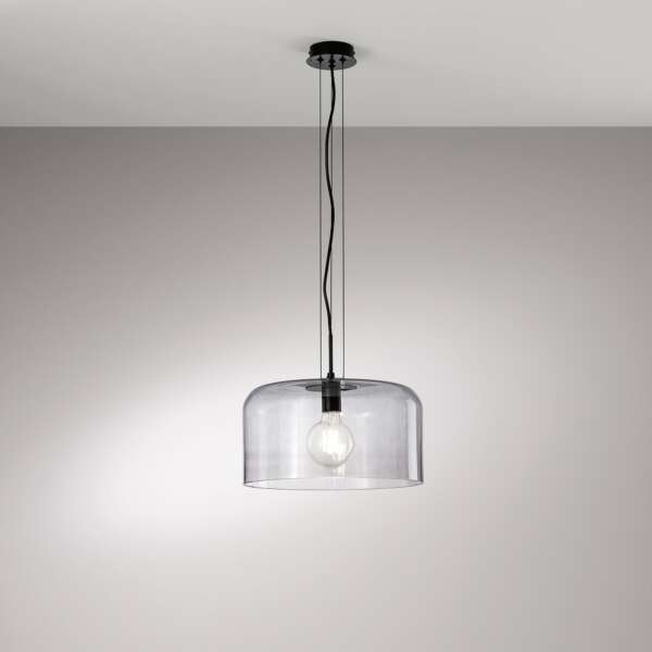 Lampe à suspension gibus en verre gris 35 cm – Image 2