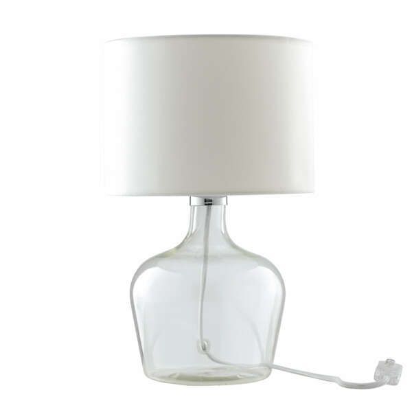 Lampe de table en verre hendrix avec abat-jour en tissu blanc