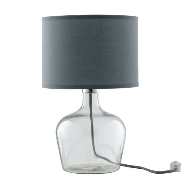 Lampe de table en verre hendrix et abat-jour en tissu gris