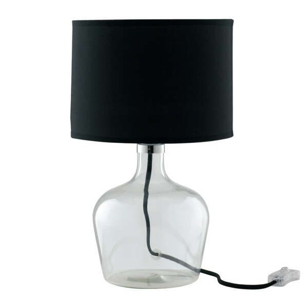 Lampe de table en verre hendrix et abat-jour en tissu noir