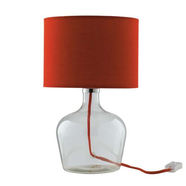 Lampe de table en verre hendrix et abat-jour en tissu rouge