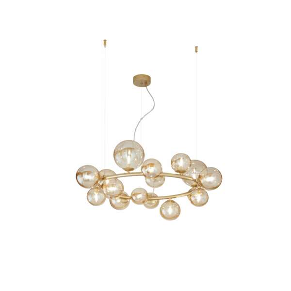 Lampe à suspension honey en métal laiton avec 16 diffuseurs champagne