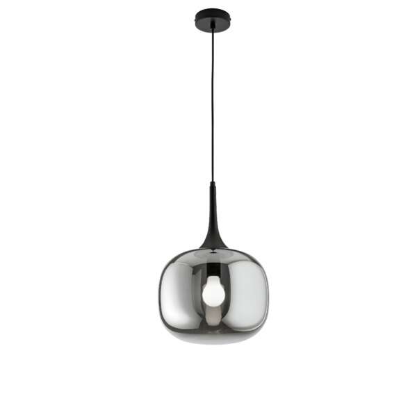 Lampe à suspension jaipur en métal noir et diffuseur en verre fumé de 30 cm