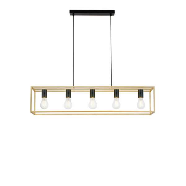 Lustre suspension kimera en métal noir et doré à cinq lumières