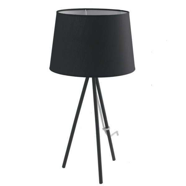 LUCE AMBIENTE E DESIGN Lampe de table MARILYN en métal noir avec abat-jour en coton (Lampes de table / Éclairage décoratif)