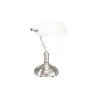 LUCE AMBIENTE E DESIGN Lampe de table MARSHALL en métal nickel avec diffuseur en verre blanc (Lampes de table / Éclairage décoratif)