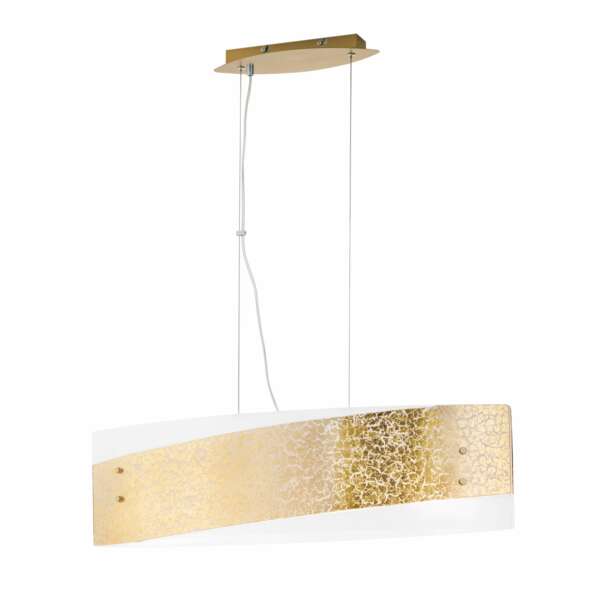 Lampe à suspension paris en verre à décor de feuilles d'or 75 cm