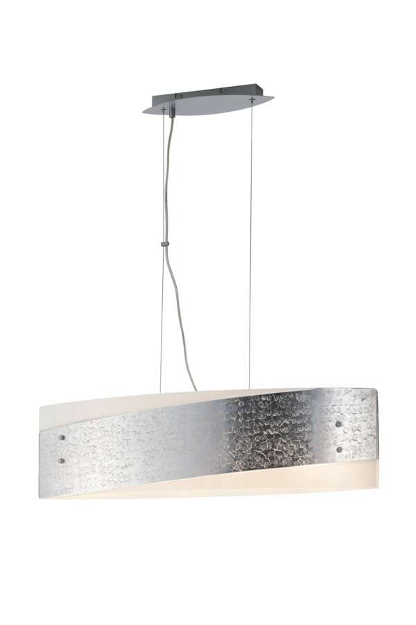 Lampe à suspension paris en verre à décor de feuilles d'argent 75 cm