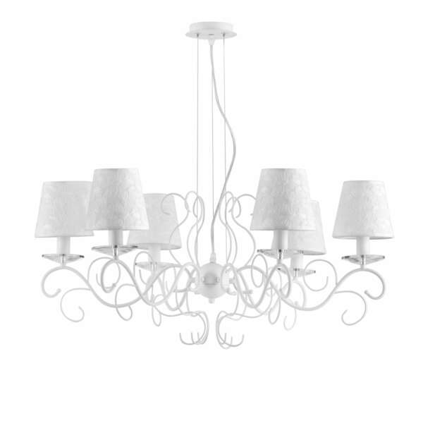 Lustre suspension perla blanc en métal et cristaux (6xE14)