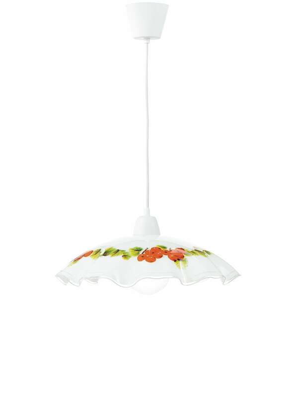 Lustre suspension ribes blanc en verre avec câble en plastique (1xE27)