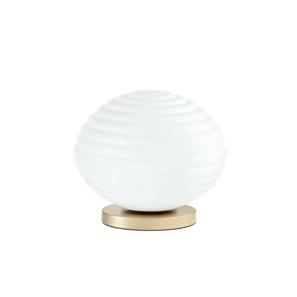 Lampe de table ripple en métal doré avec diffuseur en verre blanc 32 cm