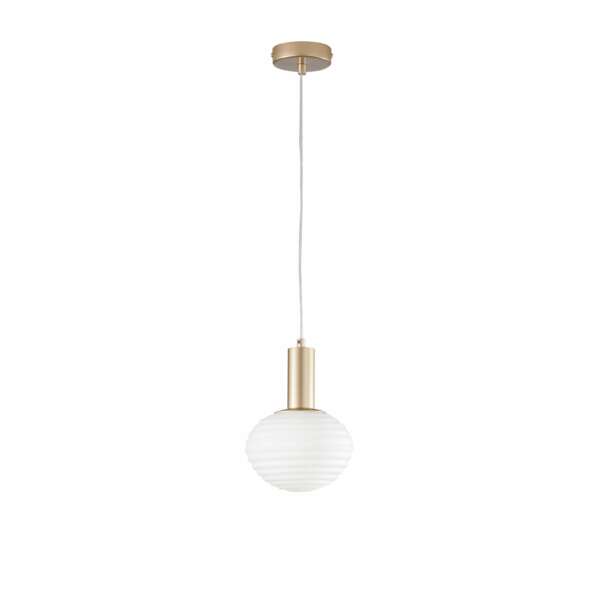 Lampe à suspension ripple en métal doré et diffuseur en verre blanc 150x18 cm