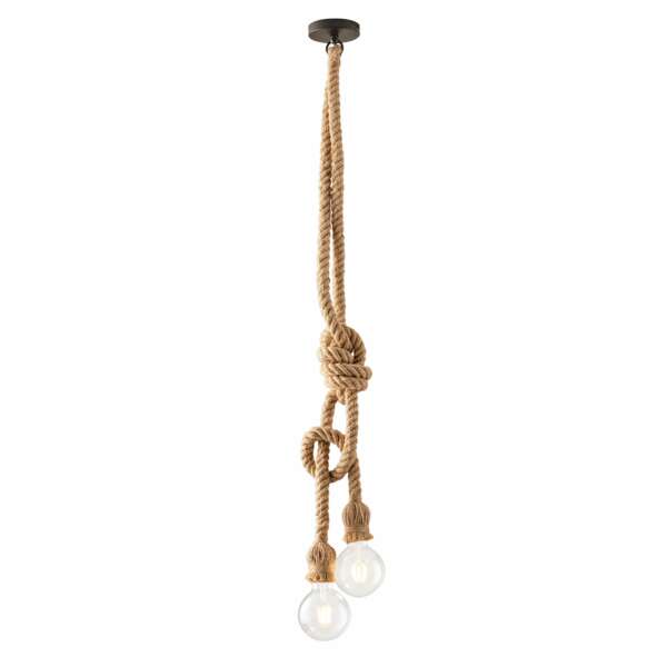 Suspension rope beige en chanvre et métal 2xE27 150xxcm