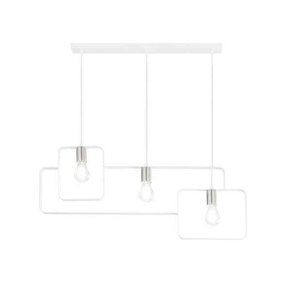 Lampe à suspension Smith en métal blanc à trois lumières