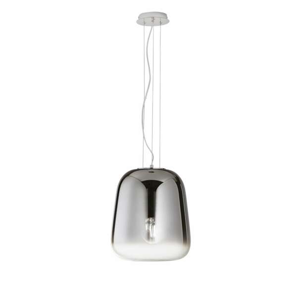 Lampe à suspension Smoke en métal noir avec diffuseur en verre noir fumé de 35 cm