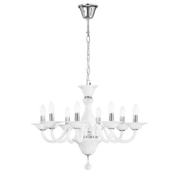 Lampe à suspension soffio blanche en verre 8xE14 120x71x50cm