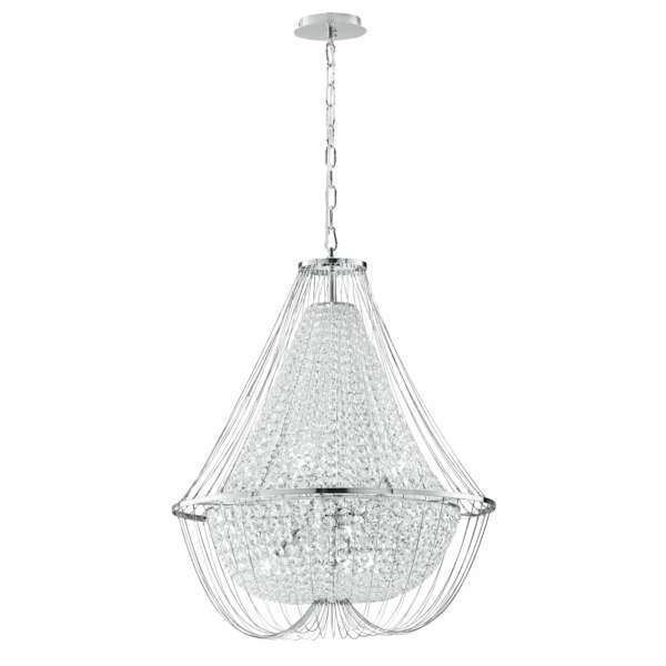 Lampe à suspension vienna en métal chromé avec cristaux 60 cm