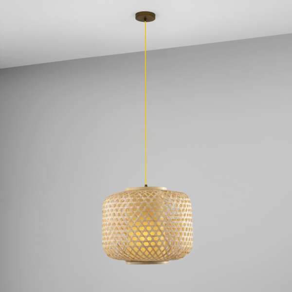 Lustre suspension zen en bambou naturel 40 cm – Image 2