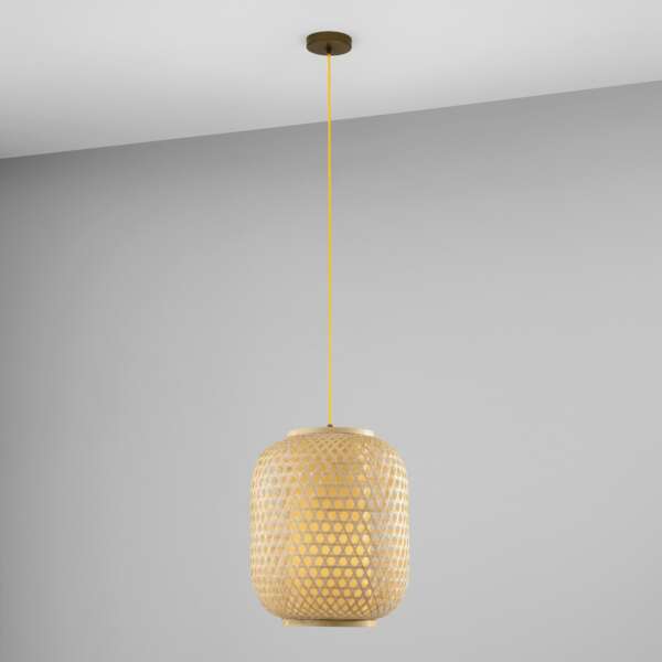 Lustre suspension zen en bambou naturel 30 cm – Image 2