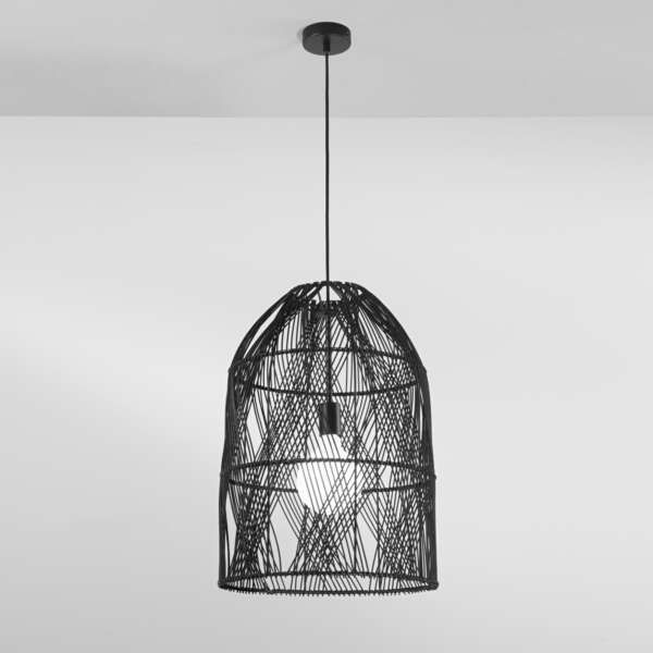 Lampe à suspension ancella en rotin noir 40 cm – Image 2