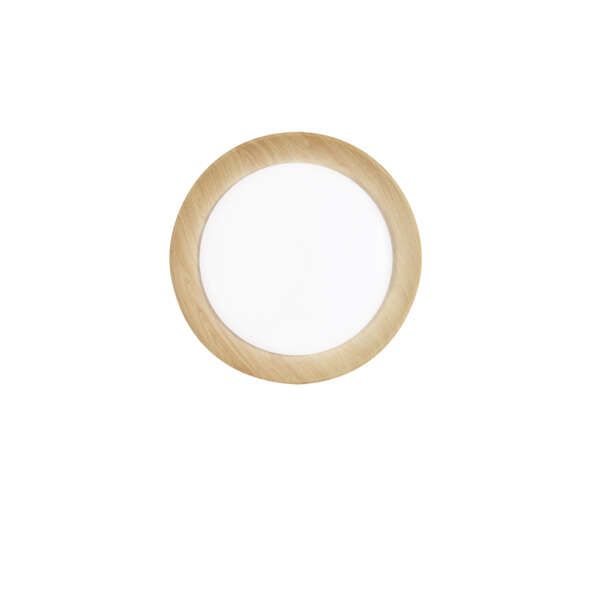 Plafonnier LED arka en métal blanc et structure effet bois 36w avec interrupteur CCT 50 cm