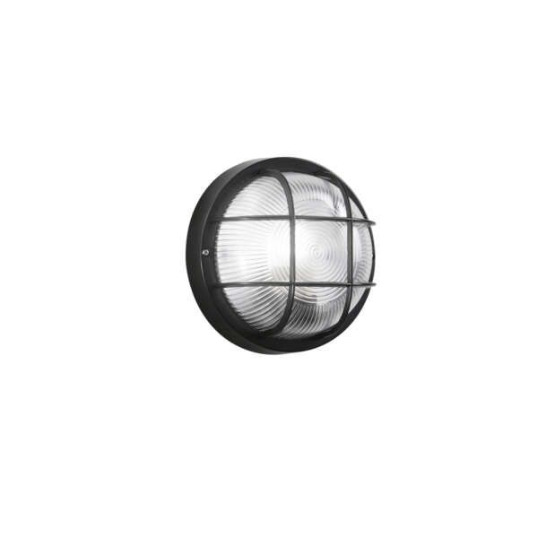 Plafonnier extérieur rond noir turtle avec diffuseur en verre ip54 18,5 cm