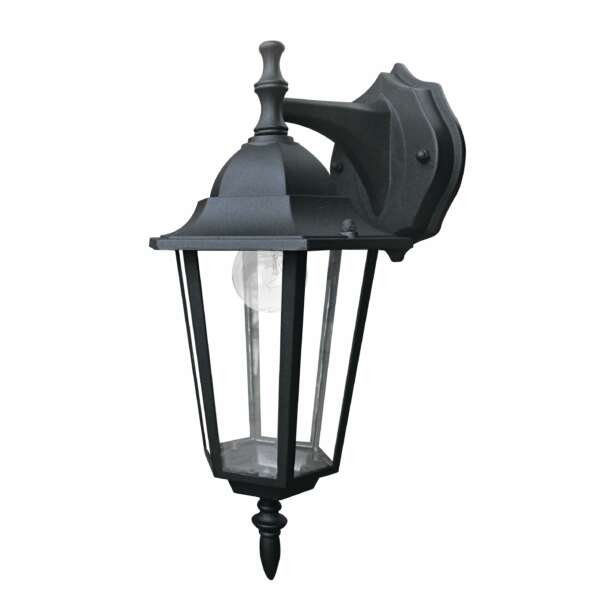 Applique d'extérieur noire milano avec diffuseur en verre downlight IP44