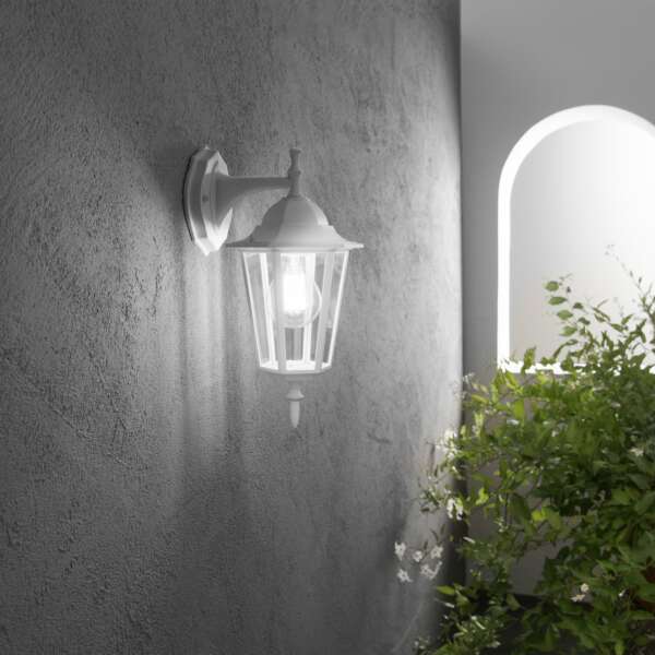 Applique d'extérieur milano blanche avec diffuseur en verre downlight IP44 – Image 2