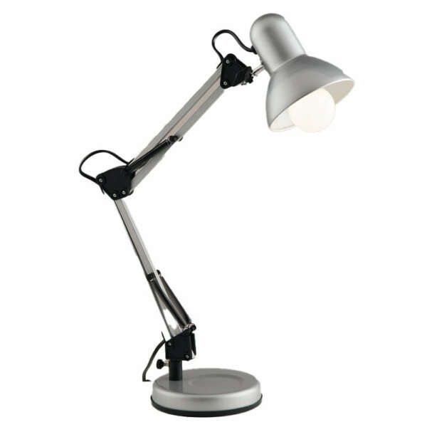 Lampe de lecture architetto en métal argenté avec bras orientable et diffuseur