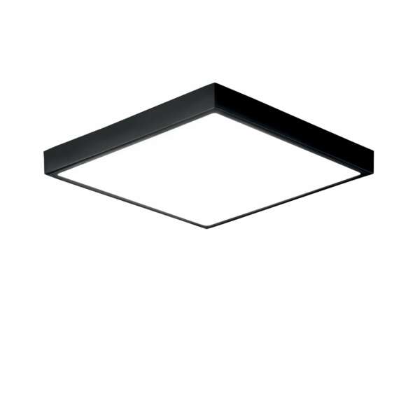 Plafonnier salle de bain LED noir carré domo 24w lumière naturelle 24 cm