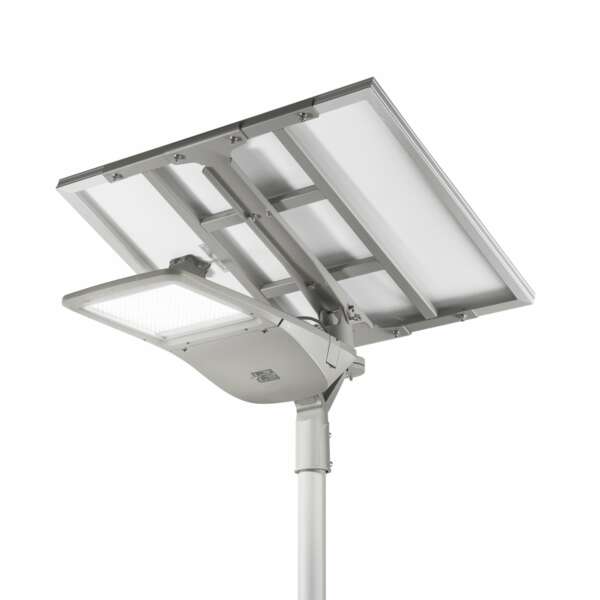 Lampadaire LED febo en aluminium argenté avec panneau solaire 40w 4000k (lumière naturelle) IP65 – Image 2