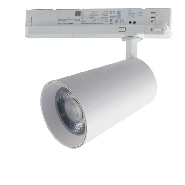 Luminaire sur rail LED kone aluminium blanc 30w 3000k (lumière chaude)