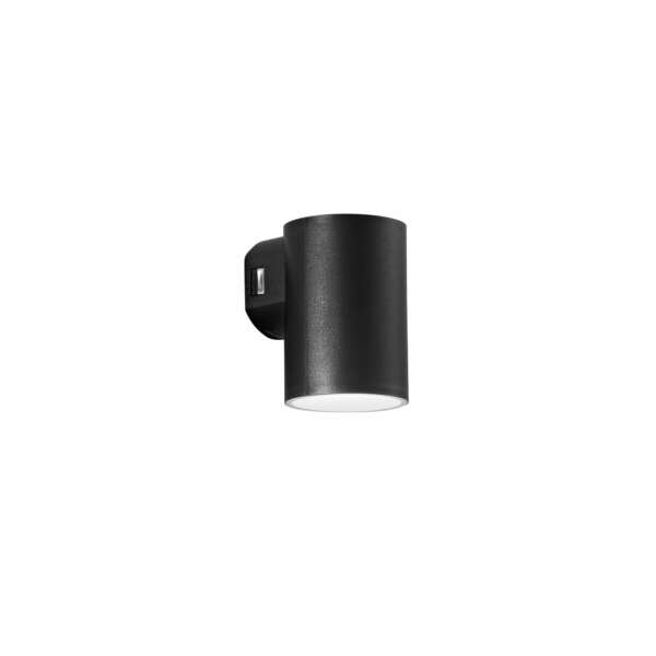 Applique d'extérieur LED polo ronde noire 8W à lumière chaude et naturelle